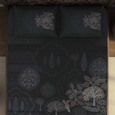 Ornate Dark Grey 100% Cotton King Size Bedsheet Rangana Digital - By Occasions