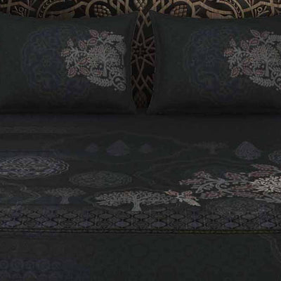 Ornate Dark Grey 100% Cotton King Size Bedsheet Rangana Digital - By Occasions
