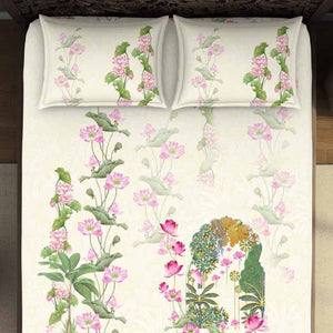 Floral Light Yellow 100% Cotton King Size Bedsheet Rangana Digital - By Occasions