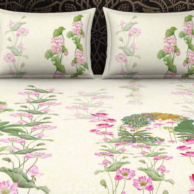 Floral Light Yellow 100% Cotton King Size Bedsheet Rangana Digital - By Occasions