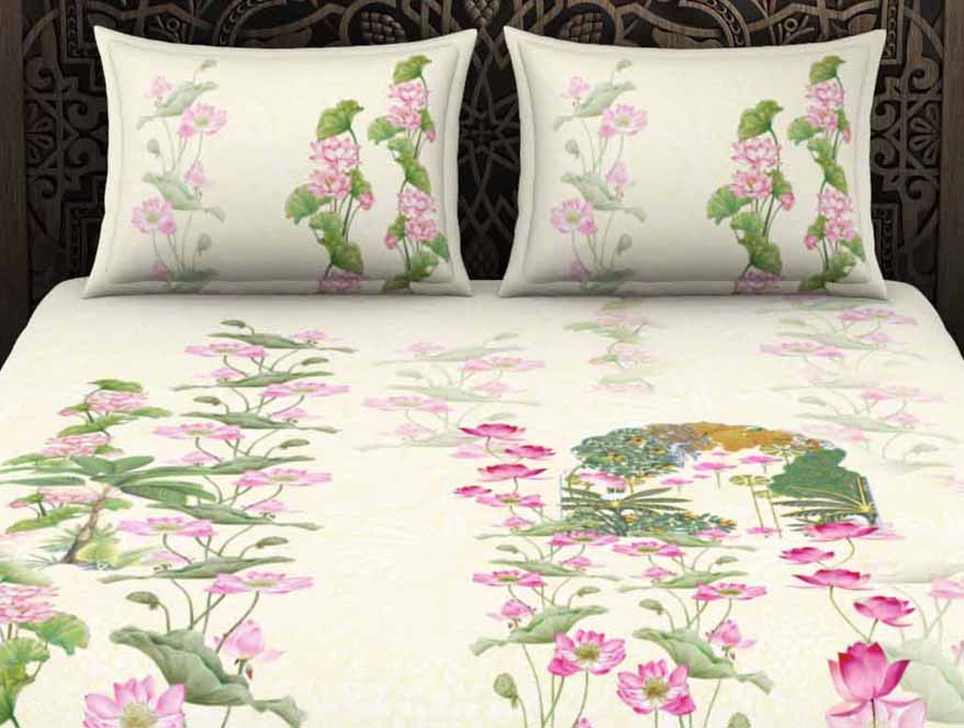 Floral Light Yellow 100% Cotton King Size Bedsheet Rangana Digital - By Occasions