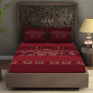 Ornate Dark Red 100% Cotton King Size Bedsheet Rangana Digital - By Occasions
