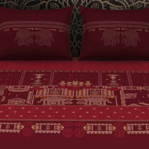 Ornate Dark Red 100% Cotton King Size Bedsheet Rangana Digital - By Occasions