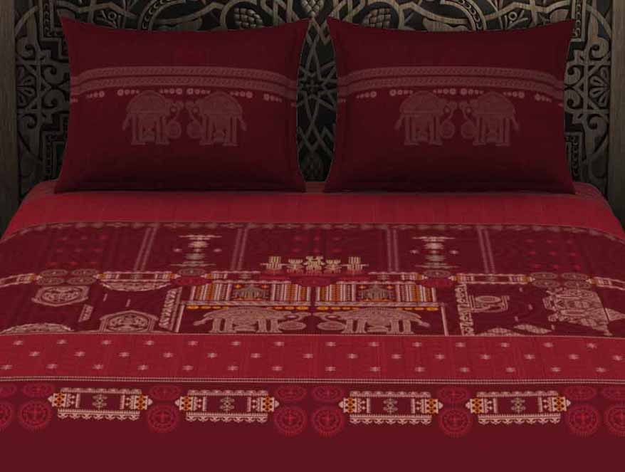 Ornate Dark Red 100% Cotton King Size Bedsheet Rangana Digital - By Occasions