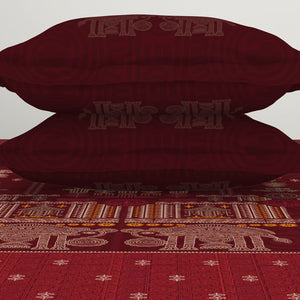 Ornate Dark Red 100% Cotton King Size Bedsheet Rangana Digital - By Occasions