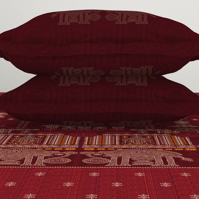 Ornate Dark Red 100% Cotton King Size Bedsheet Rangana Digital - By Occasions