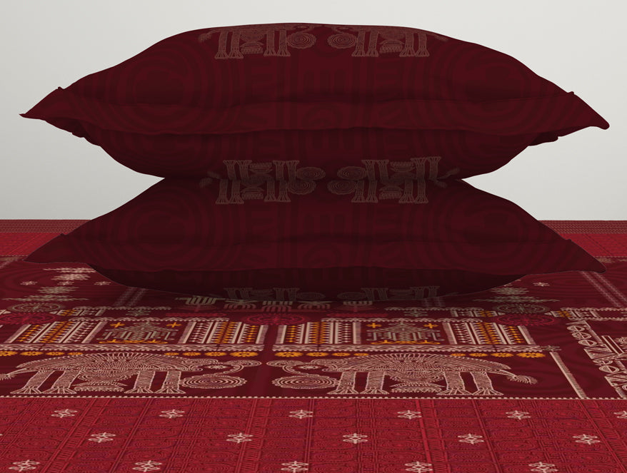 Ornate Dark Red 100% Cotton King Size Bedsheet Rangana Digital - By Occasions