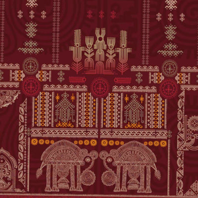 Ornate Dark Red 100% Cotton King Size Bedsheet Rangana Digital - By Occasions
