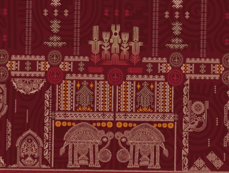 Ornate Dark Red 100% Cotton King Size Bedsheet Rangana Digital - By Occasions