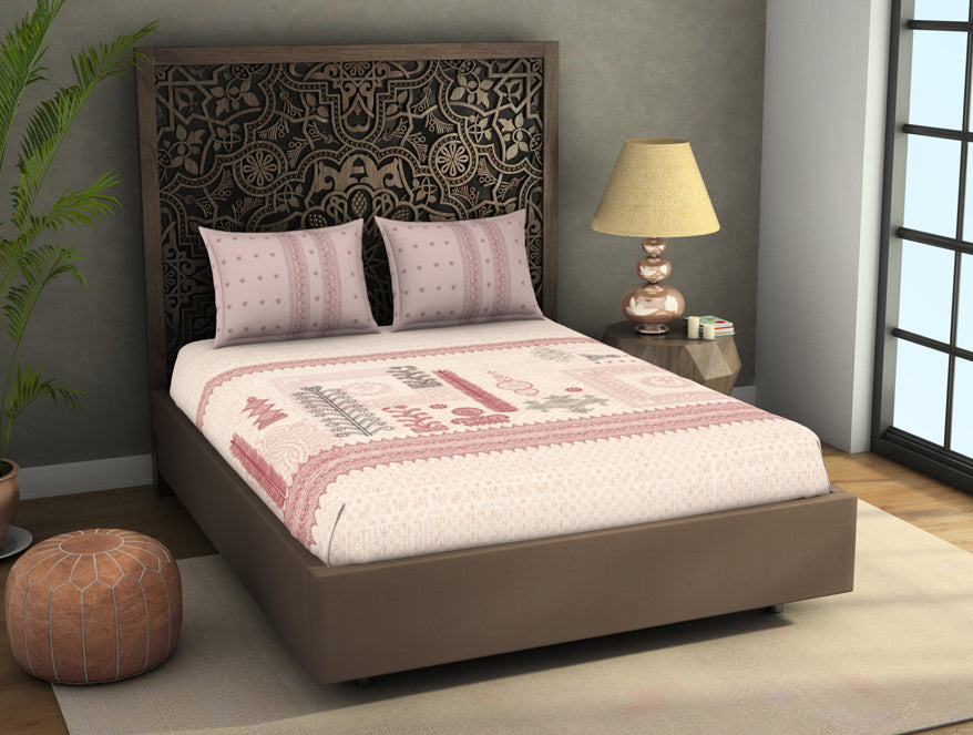 Ornate Dark Red 100% Cotton King Size Bedsheet Rangana Digital - By Occasions