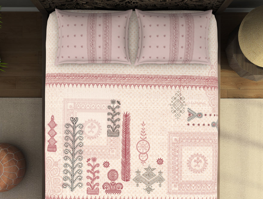 Ornate Dark Red 100% Cotton King Size Bedsheet Rangana Digital - By Occasions