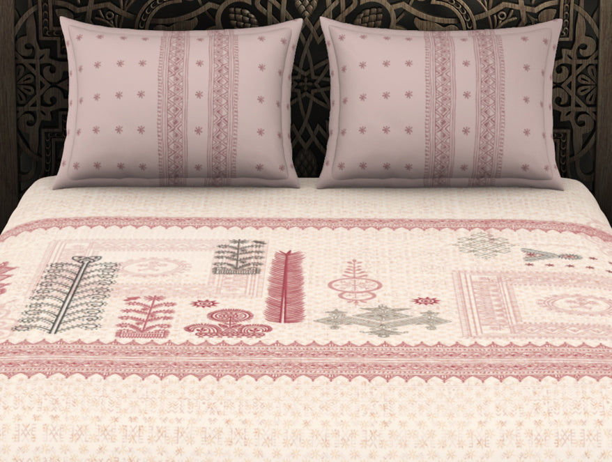 Ornate Dark Red 100% Cotton King Size Bedsheet Rangana Digital - By Occasions