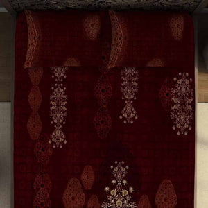 Ornate Dark Red 100% Cotton King Size Bedsheet Rangana Digital - By Spaces