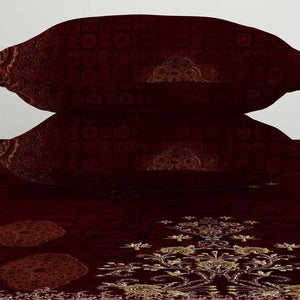 Ornate Dark Red 100% Cotton King Size Bedsheet Rangana Digital - By Spaces