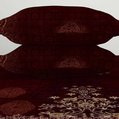 Ornate Dark Red 100% Cotton King Size Bedsheet Rangana Digital - By Spaces