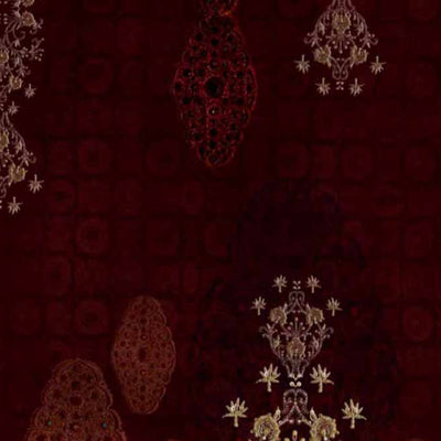 Ornate Dark Red 100% Cotton King Size Bedsheet Rangana Digital - By Spaces