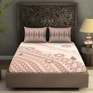 Ornate Brown 100% Cotton King Size Bedsheet Rangana Digital - By Spaces