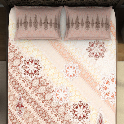 Ornate Brown 100% Cotton King Size Bedsheet Rangana Digital - By Spaces