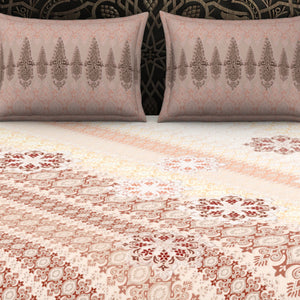 Ornate Brown 100% Cotton King Size Bedsheet Rangana Digital - By Spaces