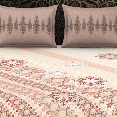 Ornate Brown 100% Cotton King Size Bedsheet Rangana Digital - By Spaces