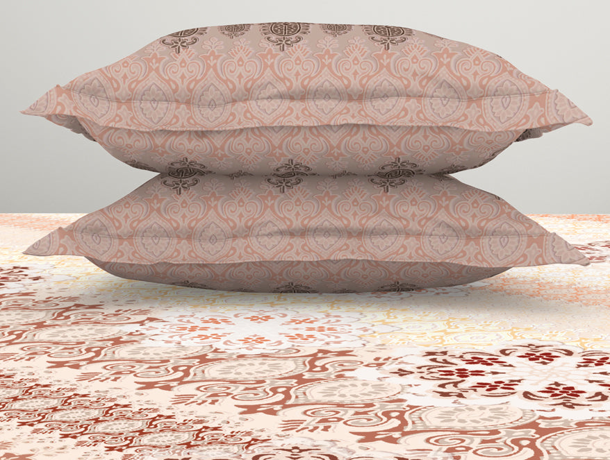 Ornate Brown 100% Cotton King Size Bedsheet Rangana Digital - By Spaces