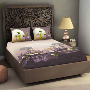 Ornate Light Violet 100% Cotton King Size Bedsheet Rangana Digital - By Spaces