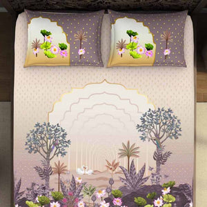 Ornate Light Violet 100% Cotton King Size Bedsheet Rangana Digital - By Spaces