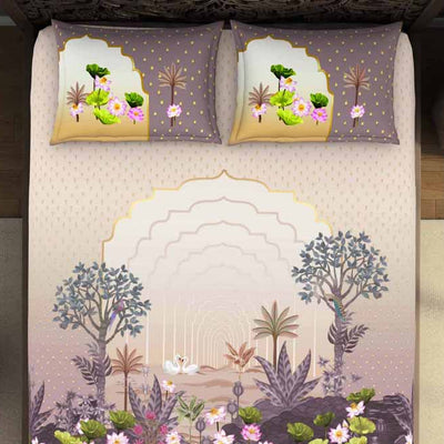Ornate Light Violet 100% Cotton King Size Bedsheet Rangana Digital - By Spaces
