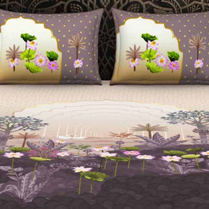 Ornate Light Violet 100% Cotton King Size Bedsheet Rangana Digital - By Spaces