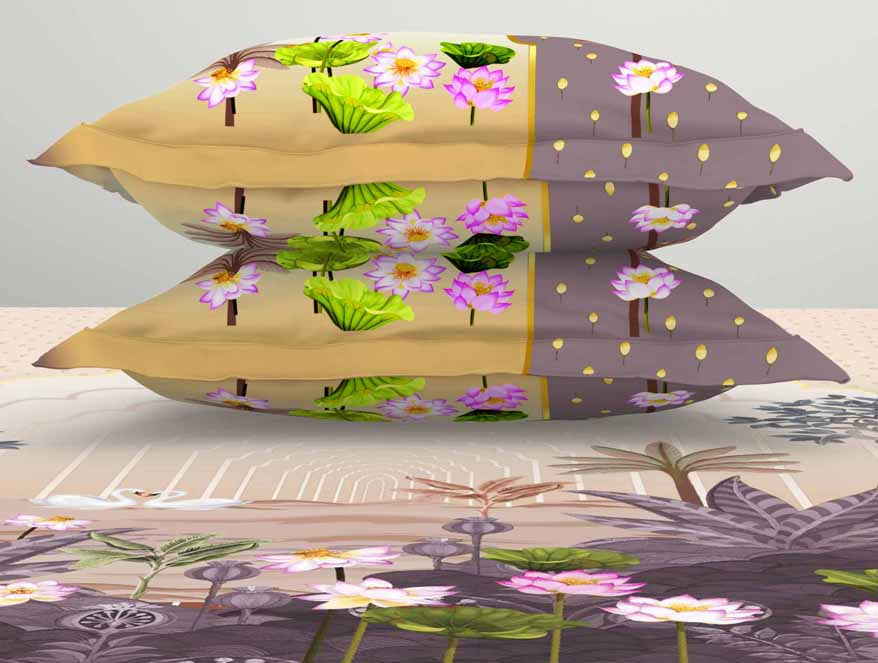 Ornate Light Violet 100% Cotton King Size Bedsheet Rangana Digital - By Spaces