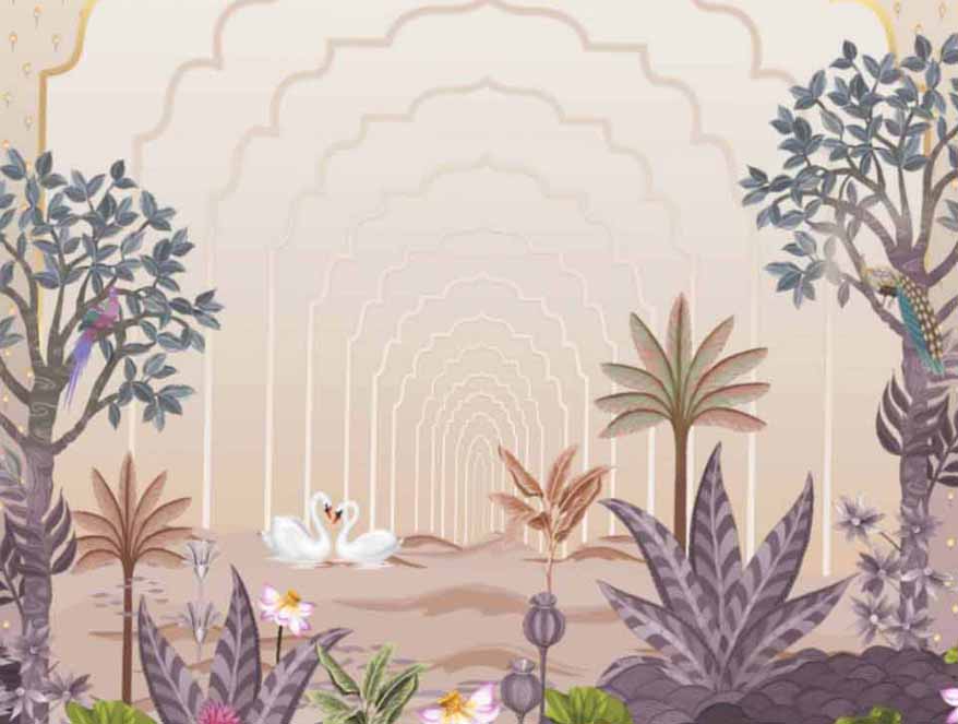 Ornate Light Violet 100% Cotton King Size Bedsheet Rangana Digital - By Spaces