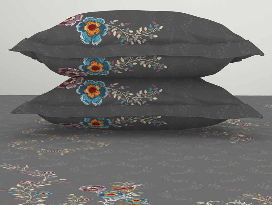 Floral Grey 100% Cotton King Size Bedsheet Rangana Digital - By Spaces
