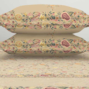 Floral Beige 100% Cotton King Size Bedsheet Rangana Digital - By Spaces