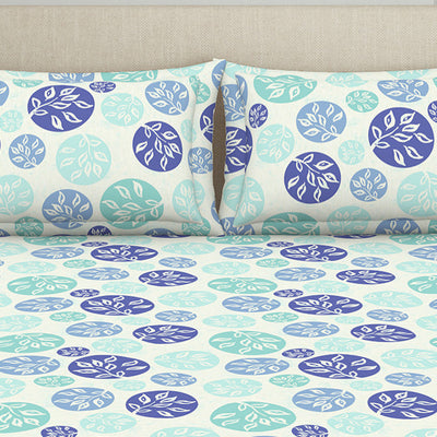 Ornate Blue Polycotton King Size Bedsheet Harmony - By Welspun