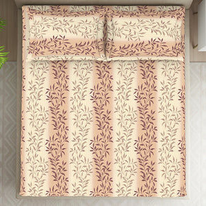 Ornate Brown Polycotton King Size Bedsheet Harmony - By Welspun