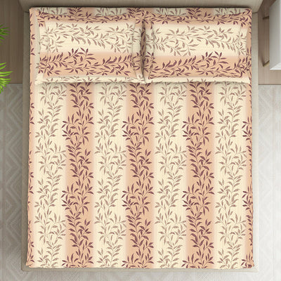 Ornate Brown Polycotton King Size Bedsheet Harmony - By Welspun