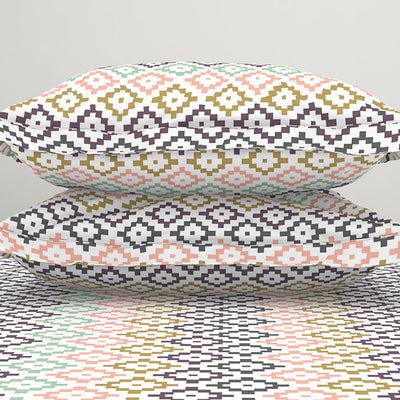 Geometric Pink Polycotton King Size Bedsheet Harmony - By Welspun