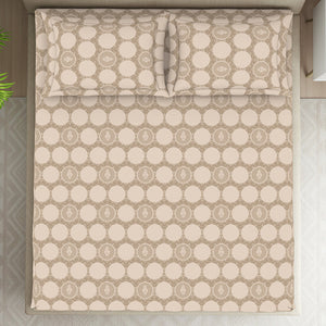 Ornate Beige Polycotton King Size Bedsheet Harmony - By Welspun