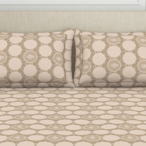 Ornate Beige Polycotton King Size Bedsheet Harmony - By Welspun