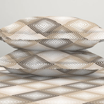 Geometric Beige Polycotton King Size Bedsheet Harmony - By Welspun