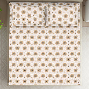 Ornate Brown Polycotton King Size Bedsheet Harmony - By Welspun