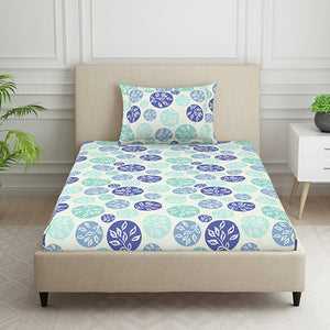 Ornate Blue Polycotton Bedsheets Single Harmony - By Welspun
