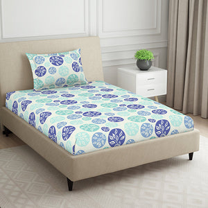 Ornate Blue Polycotton Bedsheets Single Harmony - By Welspun