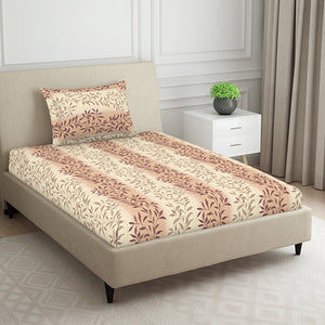 Ornate Brown Polycotton Bedsheets Single Harmony - By Welspun