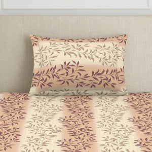 Ornate Brown Polycotton Bedsheets Single Harmony - By Welspun