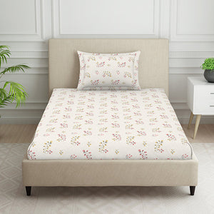 Floral Grey Polycotton Bedsheets Single Harmony - By Welspun