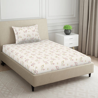 Floral Grey Polycotton Bedsheets Single Harmony - By Welspun