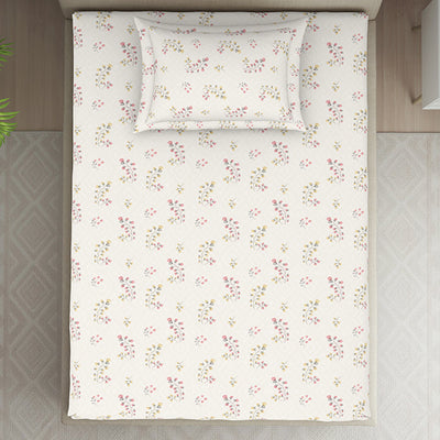 Floral Grey Polycotton Bedsheets Single Harmony - By Welspun