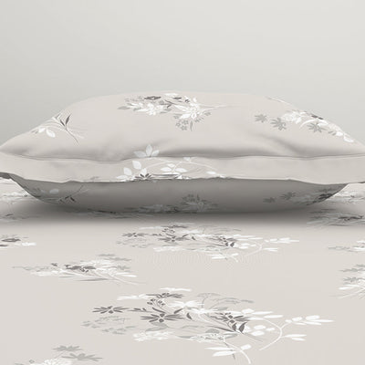 Floral Grey Polycotton Bedsheets Single Harmony - By Welspun