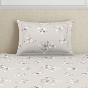 Floral Grey Polycotton Bedsheets Single Harmony - By Welspun